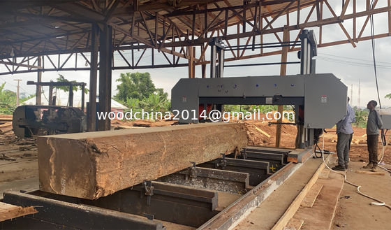 Dia 2500mm CNC Horisontal Otomatis Kayu Bandsaw Mesin Band Saw Untuk Pemotongan Log Afrika