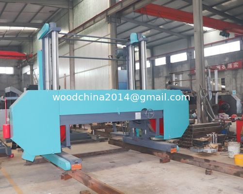 Electric portable Sawmill Horizontal Bandsaw Sawmill dengan mesin diesel untuk pemotongan kayu besar