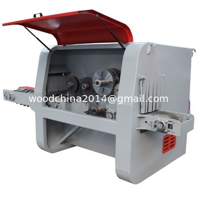 Ganda Spindle Multi Blade Rip Saw, Multi RipSaw lini produksi untuk memotong log bulat