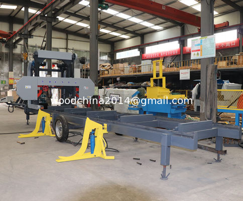 Log Diesel/Petrol Engine Sawmill Mesin Kayu Portable Band Sawmill Dengan Trailer Saw Mill Mesin