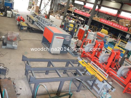 Ganda Spindle Multi Blade Rip Saw, Multi RipSaw lini produksi untuk memotong log bulat