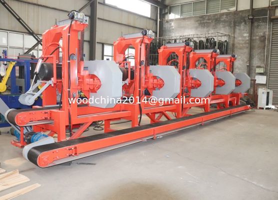 15kw*2 Double Head Horizontal Band Saw Log Square Wood Cutting Dipakai Multi Head Resaw Machine ditawarkan