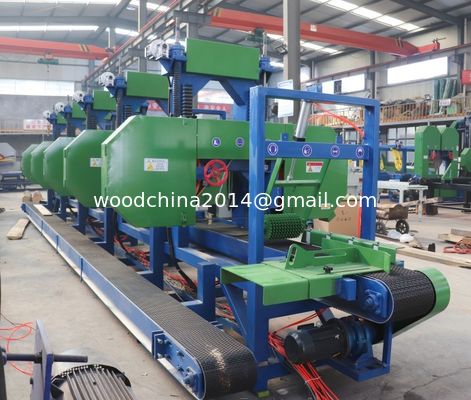 2/3/4/5/6 Kepala Kecepatan Tinggi Otomatis Multi Head Wood Sawmill Dengan Sistem Pemanfaatan Otomatis