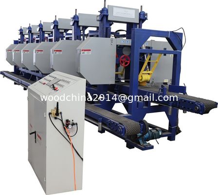 Multi Blade Sawmill Machine 2 3 4 5 6 Heads Horizontal Resaw Bandsaw