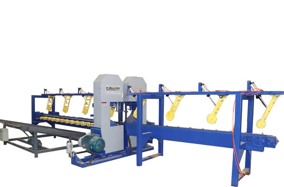 Otomatis vertikal Twin Head Bandsaw Sawmill Line Mesin gergaji kayu