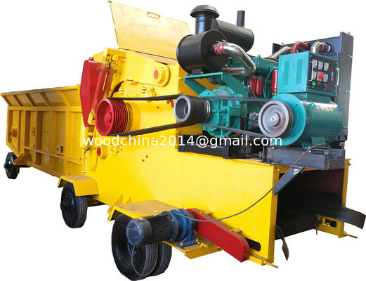 Biomass Wood Chips Crusher / Mesin Pemotong Kayu Diesel Kapasitas Besar / Pemotong Log Hutan