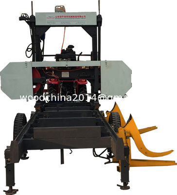Diesel Log Bandsaw Mill Pabrik Kayu Seluler Penggergajian Pita Kayu Hidraulik Untuk Kayu