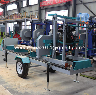 9HP Mesin Bensin Portable Band Horizontal Sawmill Diesel Mobile Band Sawmill