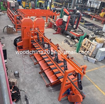 2 Kepala Vertikal Band gergaji Log kecil Kayu Pengolahan Line Dengan Platform
