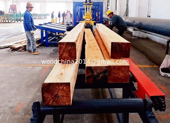 2 Kepala Vertikal Band gergaji Log kecil Kayu Pengolahan Line Dengan Platform