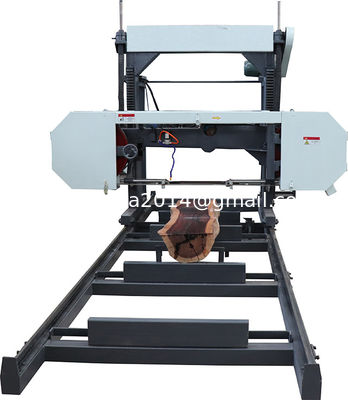 China forest portable sawmill horizontal diesel band saw / mobile bandsaw with rails