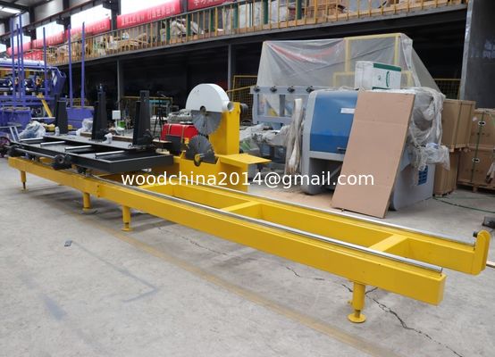 Pengolahan Kayu Diesel Portable Sawmill, Jenis Listrik / Komputer Double Blades Circular Saw dengan gerobak