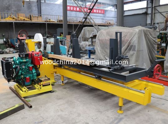 Pengolahan Kayu Diesel Portable Sawmill, Jenis Listrik / Komputer Double Blades Circular Saw dengan gerobak