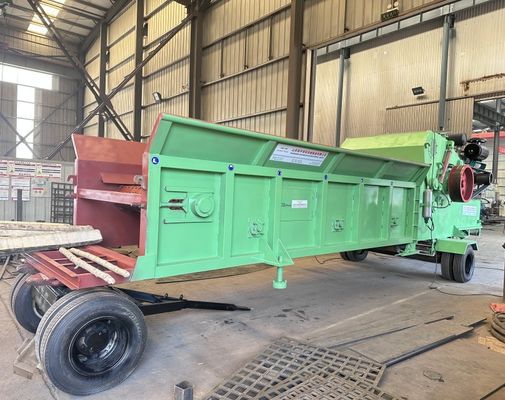 Mesin Penghancur Kayu Besar Drum Wood Chipper, Mesin Pemotong Kayu Diesel Mobile