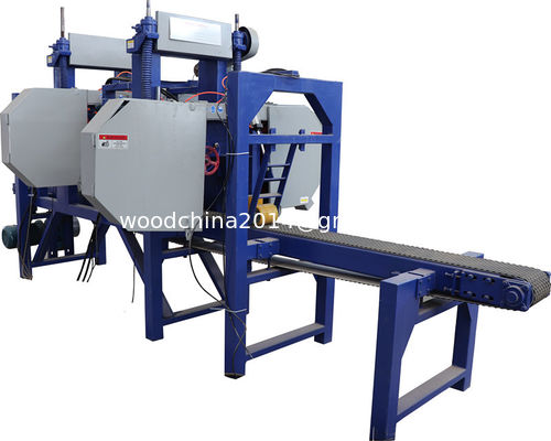 15kw*2 Double Head Horizontal Band Saw Log Square Wood Cutting Dipakai Multi Head Resaw Machine ditawarkan