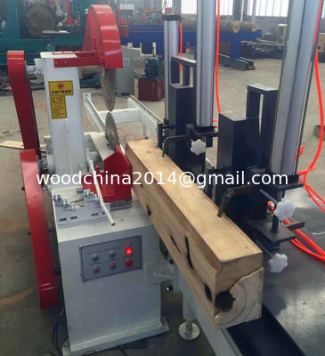 Pengolahan Kayu Diesel Portable Sawmill, Jenis Listrik / Komputer Double Blades Circular Saw dengan gerobak
