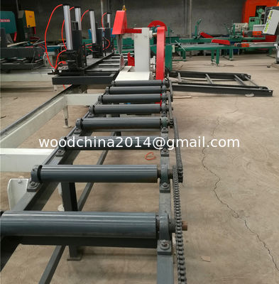 Pengolahan Kayu Diesel Portable Sawmill, Jenis Listrik / Komputer Double Blades Circular Saw dengan gerobak