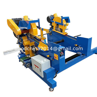 Palet Kayu Patah Blok Kayu Perindustrian Potong Saw Double Head Trim Saw Machine