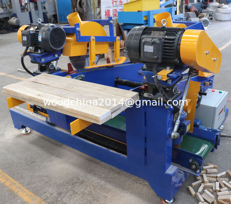Palet Kayu Patah Blok Kayu Perindustrian Potong Saw Double Head Trim Saw Machine