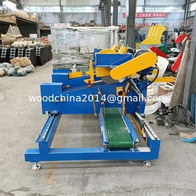 Palet Kayu Patah Blok Kayu Perindustrian Potong Saw Double Head Trim Saw Machine