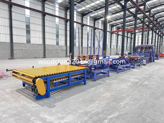 Euro Wood Block Palet Making Machine 4 Stringer w/Stacker Palet Nailer Assembly System (Sistem perakitan paku palet dengan stacker)