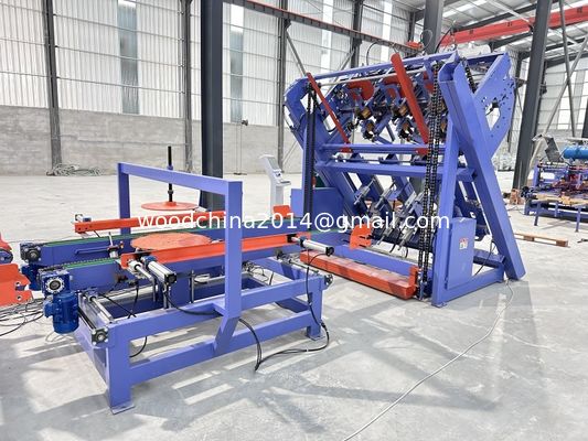 Euro Wood Block Palet Making Machine 4 Stringer w/Stacker Palet Nailer Assembly System (Sistem perakitan paku palet dengan stacker)