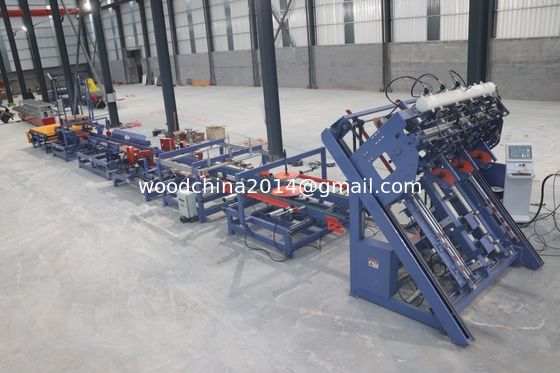 Euro Wood Block Palet Making Machine 4 Stringer w/Stacker Palet Nailer Assembly System (Sistem perakitan paku palet dengan stacker)