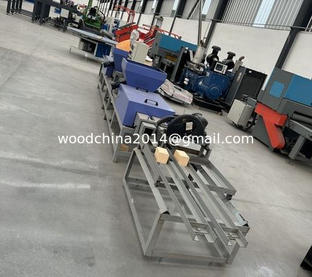 Mesin Baru Otomatis 2 Kepala Kayu Chip Saw Blok Debu Kayu Palet Membuat Mesin