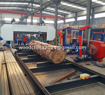 Mesin gergaji pita kayu horizontal kolom ganda MJ2500 Heavy Duty Bandsaw Mill