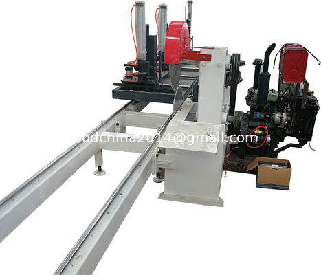 Pengolahan Kayu Diesel Portable Sawmill, Jenis Listrik / Komputer Double Blades Circular Saw dengan gerobak