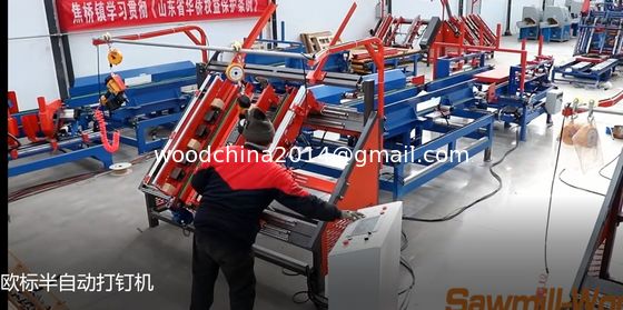 400 pallet/hari Palet Assembling Machine Euro Sawdust Blocks Palet Nailing Machine