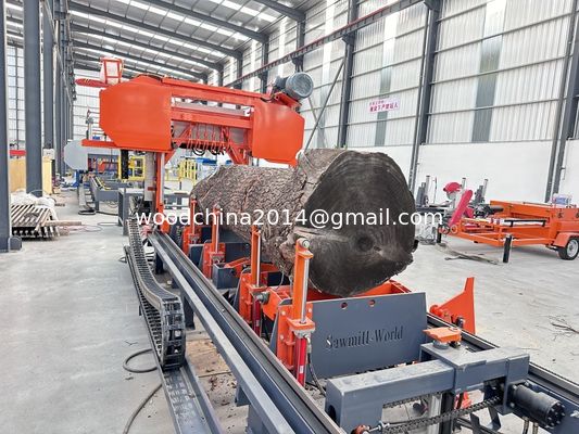 Mesin gergaji pita hidraulik horisontal otomatis untuk kayu 1000mm