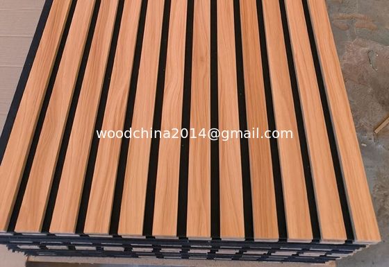 MDF Panel Tembok Langit-langit Proof Suara Disesuaikan 2400-3000mm Panel Akustik Nailing Mesin