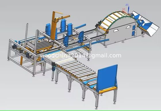 Papan Kayu Mesin tumpukan Kayu Palet otomatis Papan Kayu Pengangkutan Mesin tumpukan