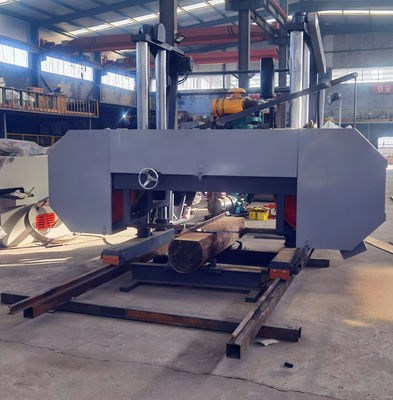 80HP Diesel Engine powered Heavy Duty Horizontal Band Sawmill untuk Pengolahan Kayu