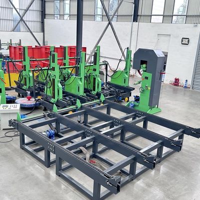 Mesin Gergaji Vertikal Hidrolik CNC MJ3212B Gergaji Pita Otomatis dengan Gerobak Kayu Gelondongan Roda 1250mm Motor 45KW