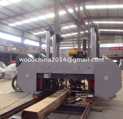 Electric portable Sawmill Horizontal Bandsaw Sawmill dengan mesin diesel untuk pemotongan kayu besar