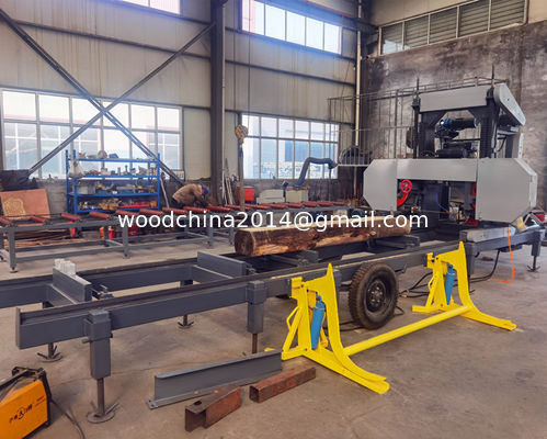 Diesel Log Bandsaw Mill Pabrik Kayu Seluler Penggergajian Pita Kayu Hidraulik Untuk Kayu